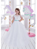 Sleeveless Ivory Lace Tulle Floor Length Flower Girl Dress